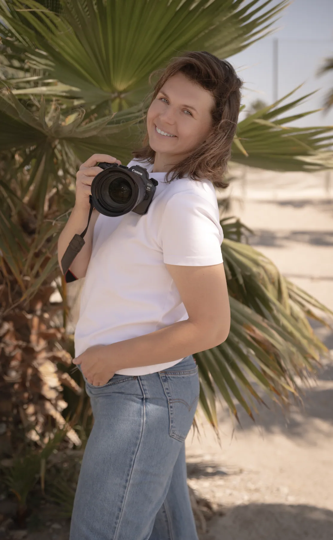Anna Antonenko with her camera on the French Riviera